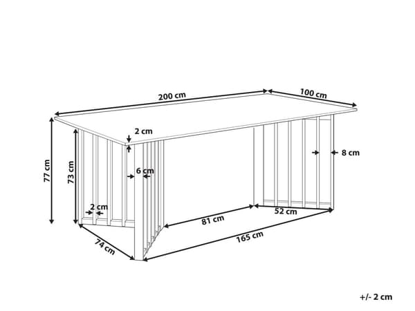 Spisebord i lyst tre MDF 200 x 100 cm Topplate i askefinér Moderne design Understell i Pannel