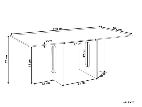 Spisebord i lyst tre MDF 200 x 100 cm Askfinérplate Moderne design Kjøkkenbord