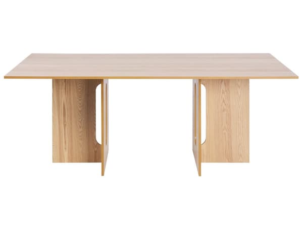 Ruokapöytä vaalea puu 200 x 100 cm MDF-levy kumipuujalat 8 hengen suorakulmainen moderni