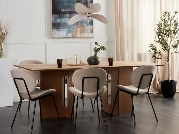 Ruokapöytä vaalea puu 200 x 100 cm MDF-levy kumipuujalat 8 hengen suorakulmainen moderni