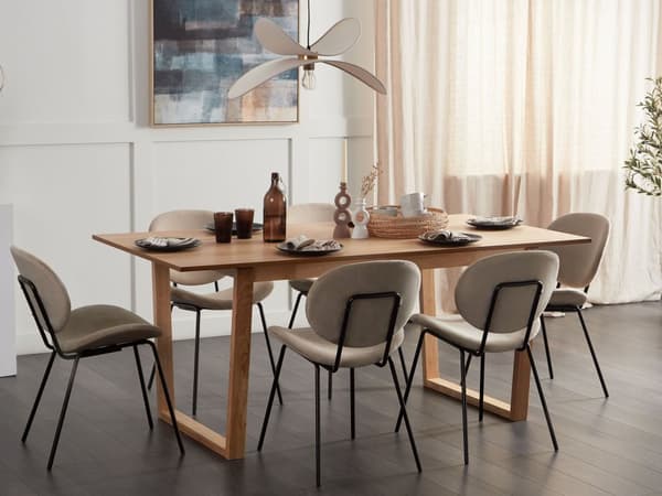 Matbord Ljust trä MDF 180 x 95 cm Skiva i askfanér Modern design Underrede i panel