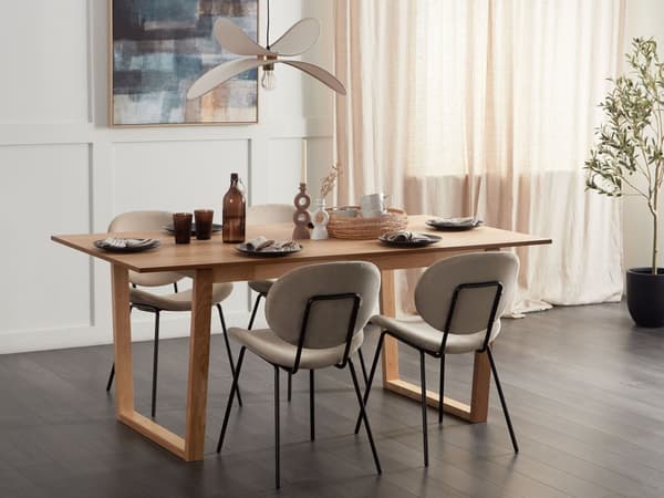 Matbord Ljust trä MDF 180 x 95 cm Skiva i askfanér Modern design Underrede i panel