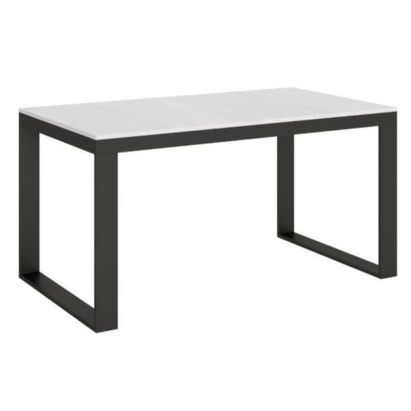 Modernt utdragbart bord 6 till 20 platser L 160 till 420 cm vit och antracit metallram Likro