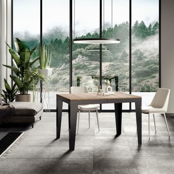 Bord Flame Evolution Natural Oak Skiva 90x160 Lång 264 Antracit ram