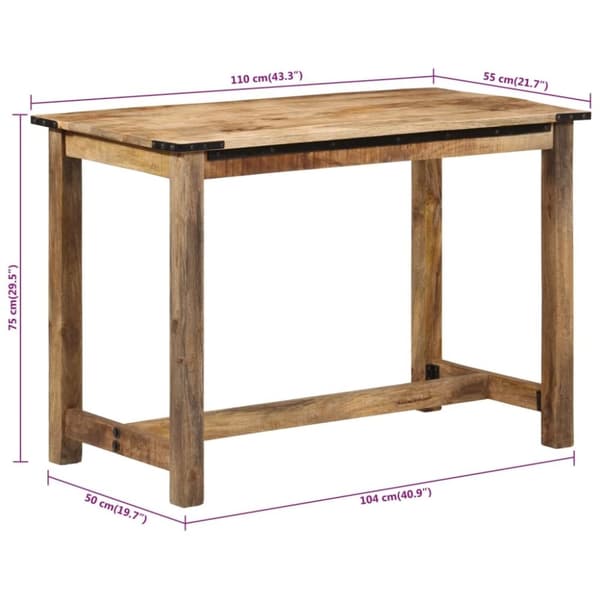 vidaXL spisebord 110x55x75 cm massivt mangotræ