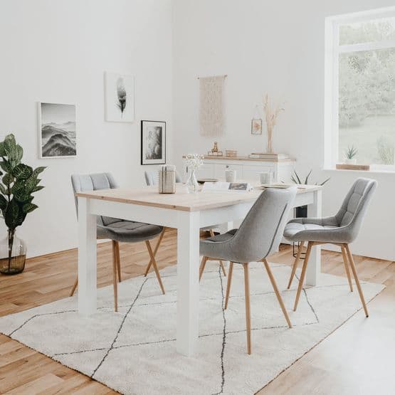 Matbord Med Extraskiva - Vit Ek