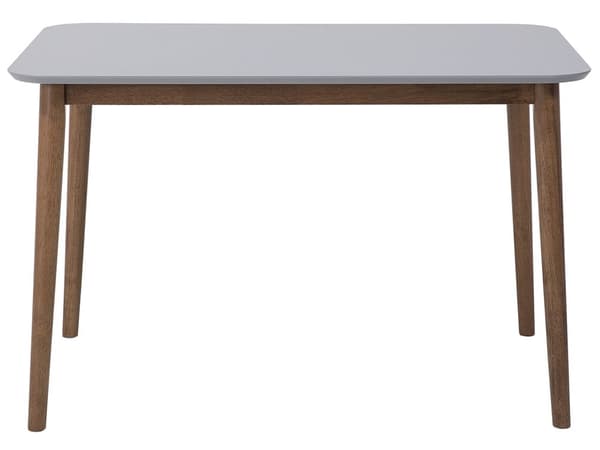 Spisebord Grå og Mørkt Valnød Gummitræ 118 x 77 cm 4 Personers Dekorativ Rektangulær Retro Bord med Afrundede Kanter til Spisestue