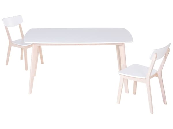 Spisebord hvid træ rektangulære ben 150 x 90 cm skandinavisk stil
