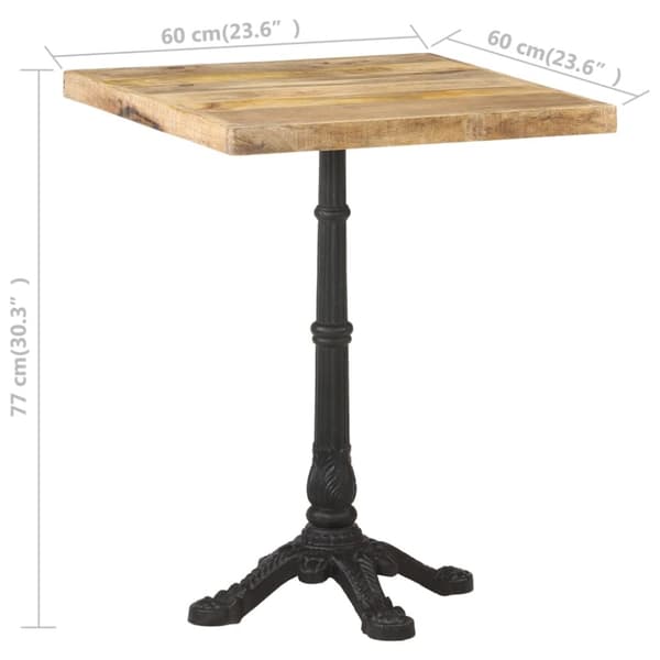 Cafébord 60x60x77 cm grovt mangoträ