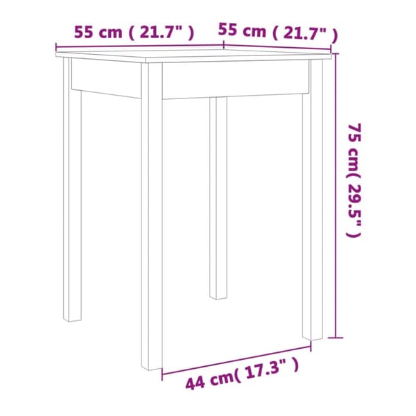 Sohvapöytä vahanruskea 55x55x75 cm täysi mänty