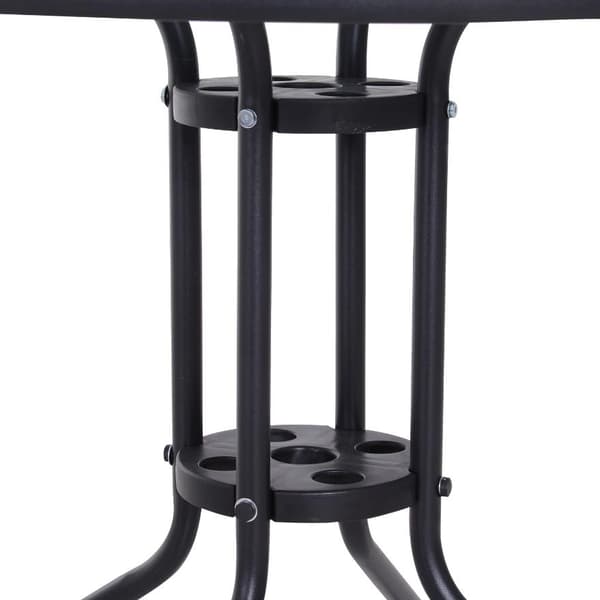 Nancy's Jesup Tuintafel - Balkontafel - Bistrotafel - Parasolgat - Gehard Glas - Metaal - Svart - 80 x 80 x 72 cm