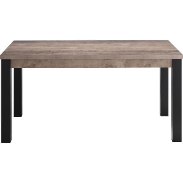 EMILE fast matbord för 6 personer - Tobaksbrun ek och mattsvart melamin - L160 x D90 x H77 cm - TRENDTEAM