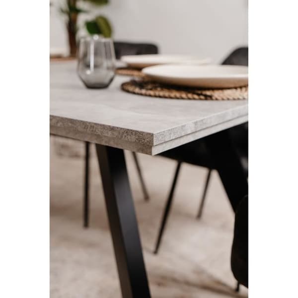 KONSTANZ enkelmatbord - 6 till 8 personer - Betong och svart melamin - L160 x H75 x D90 cm