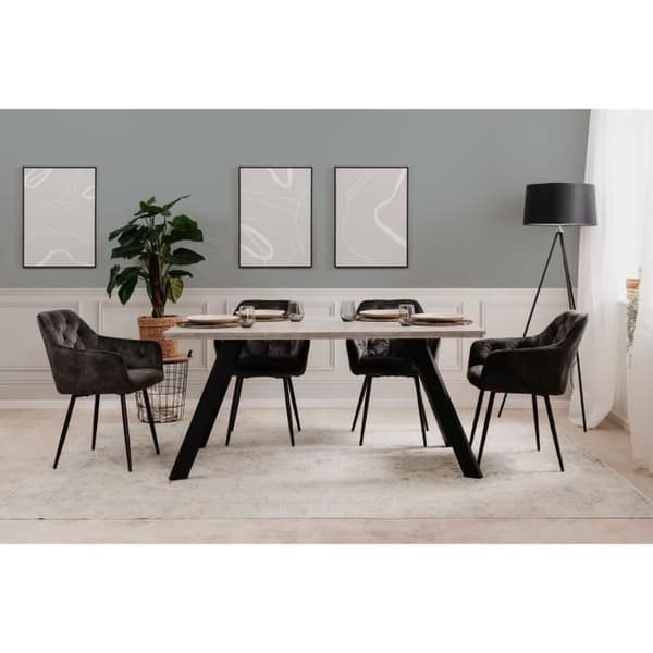 KONSTANZ enkelmatbord - 6 till 8 personer - Betong och svart melamin - L160 x H75 x D90 cm