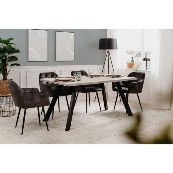 KONSTANZ enkelmatbord - 6 till 8 personer - Betong och svart melamin - L160 x H75 x D90 cm