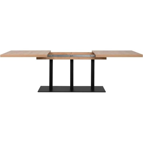 QUADRATO utdragbart matbord - 8 till 12 personer - Ek och svart melamin - L160-240 x H75 x D80 cm