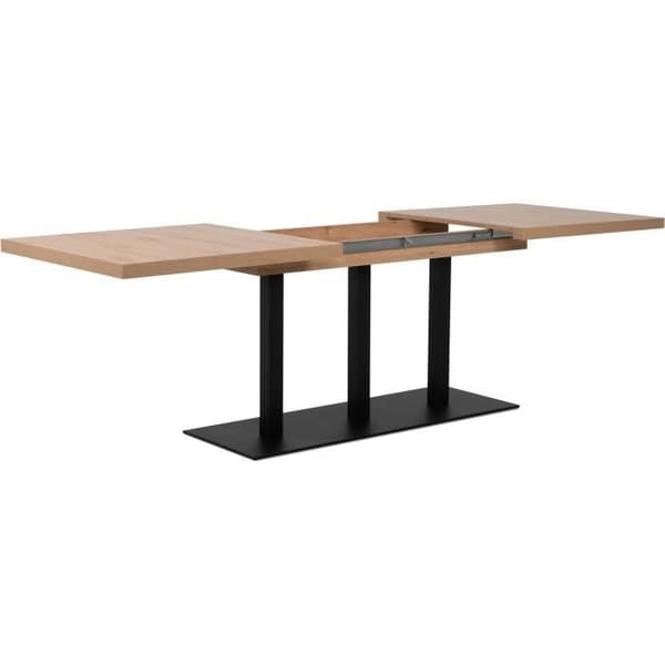 QUADRATO utdragbart matbord - 8 till 12 personer - Ek och svart melamin - L160-240 x H75 x D80 cm