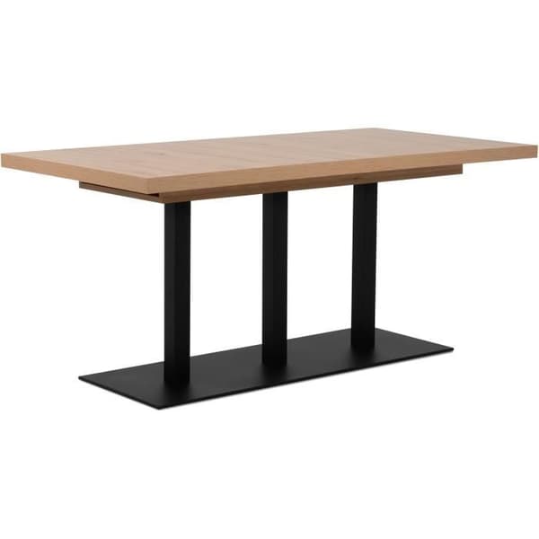 QUADRATO utdragbart matbord - 8 till 12 personer - Ek och svart melamin - L160-240 x H75 x D80 cm