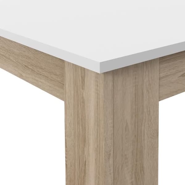 PILVI matbord - 6 till 8 personer - Matt vit och Sonoma ek - Modernt - L 160 x D 90 x H 75 cm