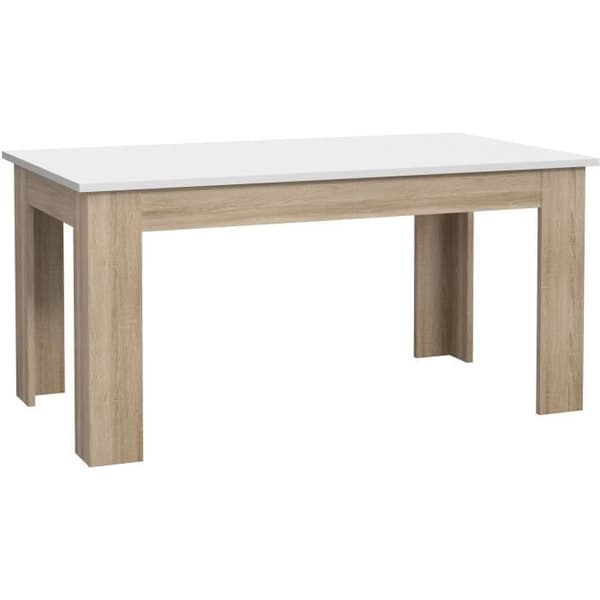 PILVI matbord - 6 till 8 personer - Matt vit och Sonoma ek - Modernt - L 160 x D 90 x H 75 cm