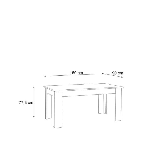 PILVI matbord - 6 till 8 personer - Matt vit och Sonoma ek - Modernt - L 160 x D 90 x H 75 cm