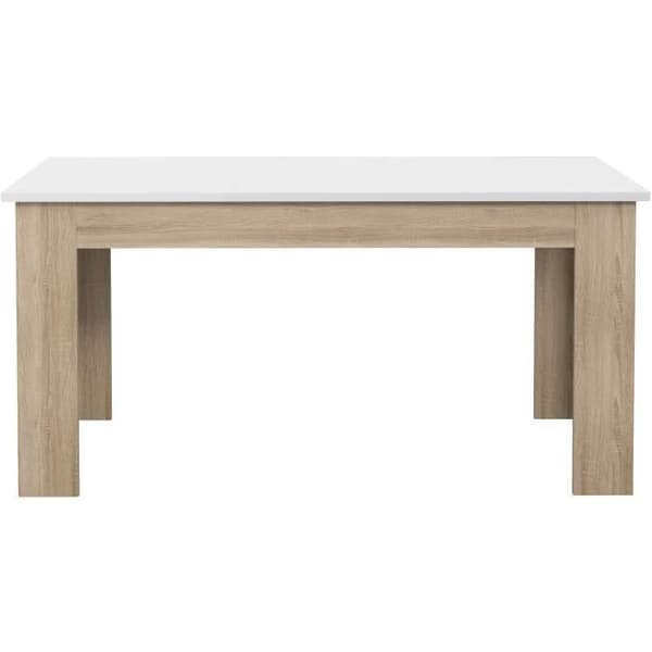 PILVI matbord - 6 till 8 personer - Matt vit och Sonoma ek - Modernt - L 160 x D 90 x H 75 cm