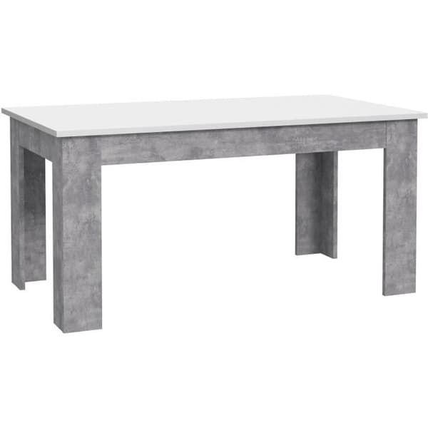 PILVI matbord - 6 till 8 personer - Vit och ljus betong - Modernt - L 160 x D 90 x H 75 cm