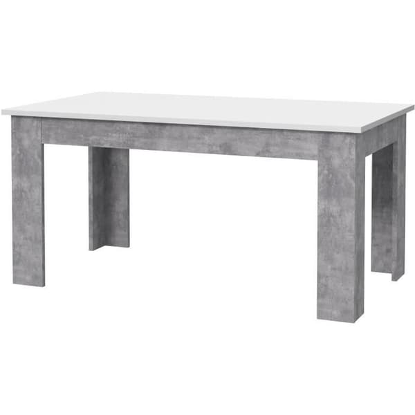 PILVI matbord - 6 till 8 personer - Vit och ljus betong - Modernt - L 160 x D 90 x H 75 cm