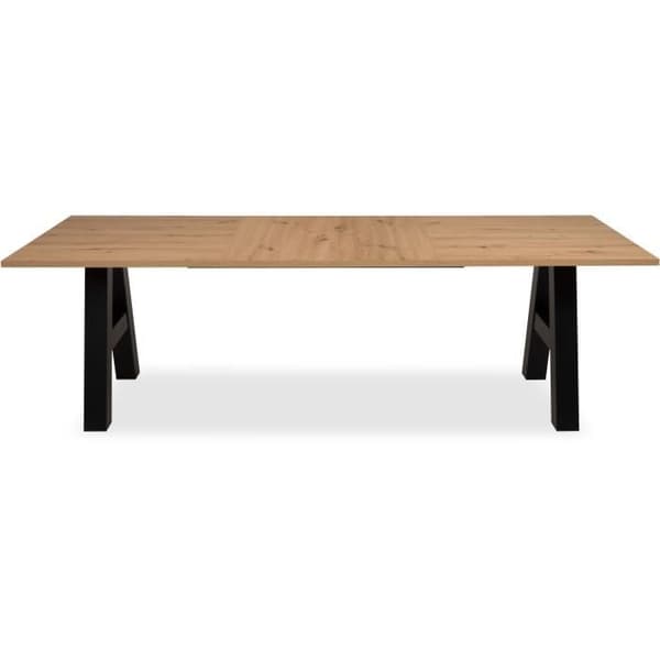 GRANADA utdragbart matbord - Industriell stil - 6/10 personer - 2 förlängningar 40 cm - L 157/237 x D 90 x H 75 cm - Ek/Svart