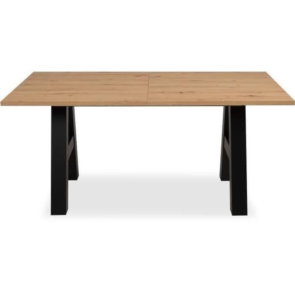 GRANADA utdragbart matbord - Industriell stil - 6/10 personer - 2 förlängningar 40 cm - L 157/237 x D 90 x H 75 cm - Ek/Svart