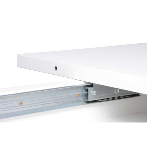 Utdragbart bord för 6-8 personer - Rektangulär - Melaminbelagd spånskiva - Mantova - Vit och aluminium - L 160- 200 x D90 x H75cm