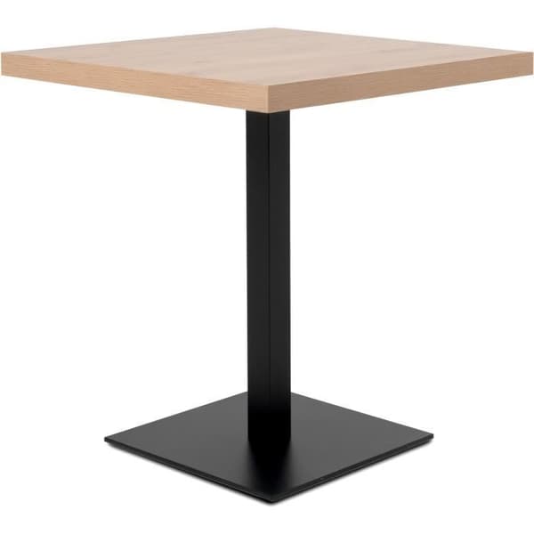 QUADRATO enkelmatbord - 4 personer - Ek och svart melamin - L70 x H75 x D70 cm