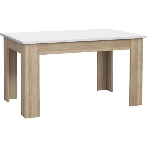 PILVI matbord - 4 personer - Vit och Sonoma ek - L 140 x D 90 x H 75 cm