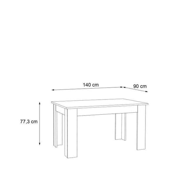 PILVI matbord - 4 personer - Vit och Sonoma ek - L 140 x D 90 x H 75 cm