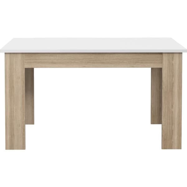PILVI matbord - 4 personer - Vit och Sonoma ek - L 140 x D 90 x H 75 cm