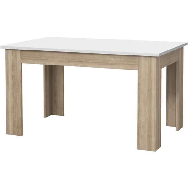 PILVI matbord - 4 personer - Vit och Sonoma ek - L 140 x D 90 x H 75 cm