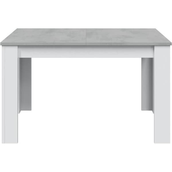 Utdragbart matbord - KENDRA - Rektangulärt - Artik vit och cement - 4 till 6 personer - L140/190 x D90 x H78 cm