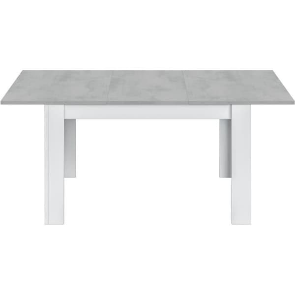 Utdragbart matbord - KENDRA - Rektangulärt - Artik vit och cement - 4 till 6 personer - L140/190 x D90 x H78 cm