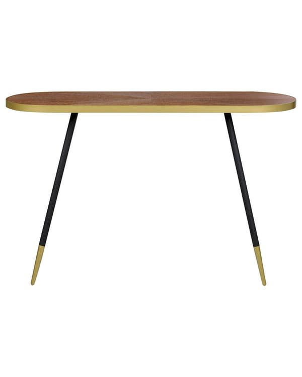 Konsolbord Mörkt trä MDF Guldbas Vardagsrum Hallmöbler Minimalistisk Design