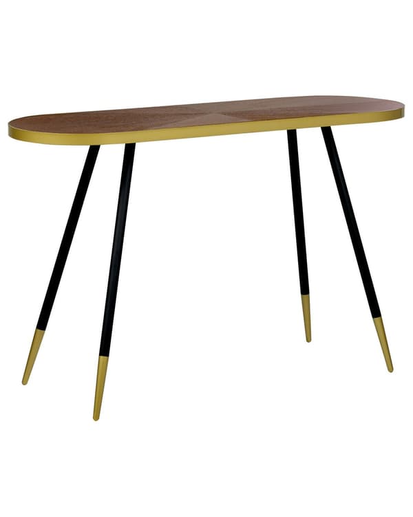 Konsolbord Mörkt trä MDF Guldbas Vardagsrum Hallmöbler Minimalistisk Design