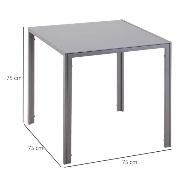 Rootz ruokapöytä - Keittiön pöytä - Lasipöytä - Neliömäinen pöytä - Lasinen kansi - Kompakti muotoilu - Harmaa - 75L x 75L x 75K cm