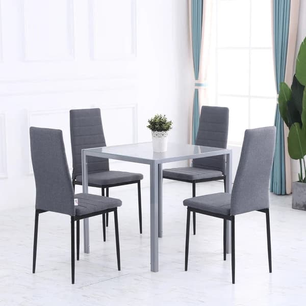 Rootz ruokapöytä - Keittiön pöytä - Lasipöytä - Neliömäinen pöytä - Lasinen kansi - Kompakti muotoilu - Harmaa - 75L x 75L x 75K cm