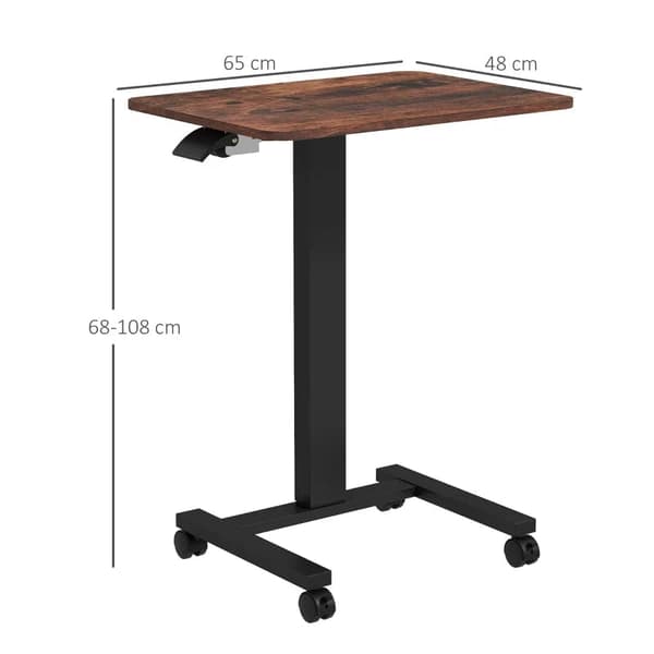 Rootz stående skrivebord - Laptopbord - Højdejusterbar - 4 hjul - Brun + Sort - 65 cm x 48 cm x 108 cm