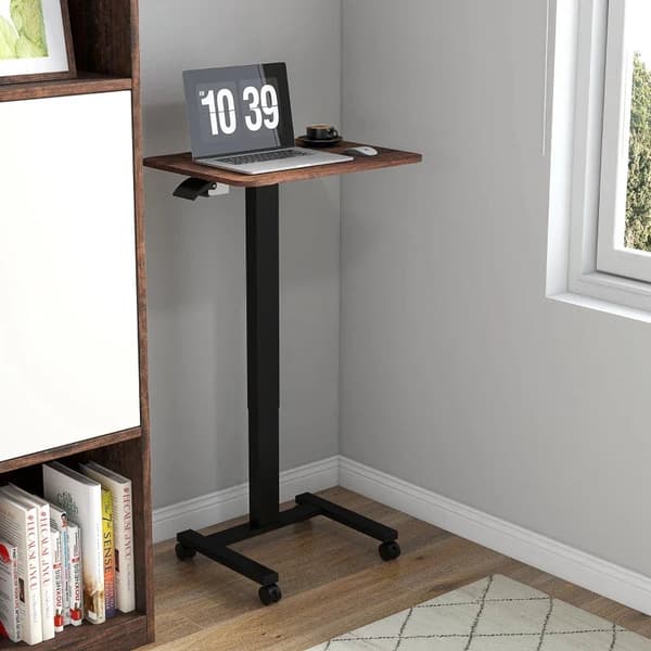 Rootz stående skrivebord - Laptopbord - Højdejusterbar - 4 hjul - Brun + Sort - 65 cm x 48 cm x 108 cm