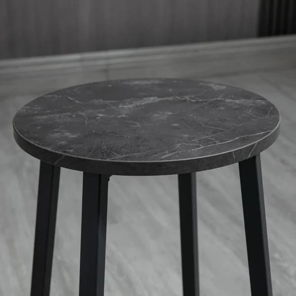Rootz Barsæt til 2 personer - 1 bord med 2 barstole - Bordplade i hvid marmorlook - Stålstel - Hvid + Sort - 100cm x 40cm x 90H cm