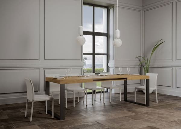 Utdragbart bord 90x180/440 cm Tecno Oak Nature Antracit ram