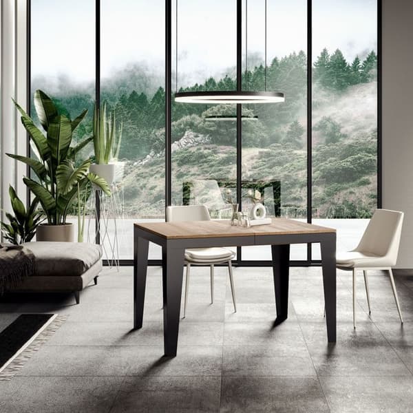 Utdragbart bord 90x120/224 cm Flame Evolution Ek Natur Antracitstomme