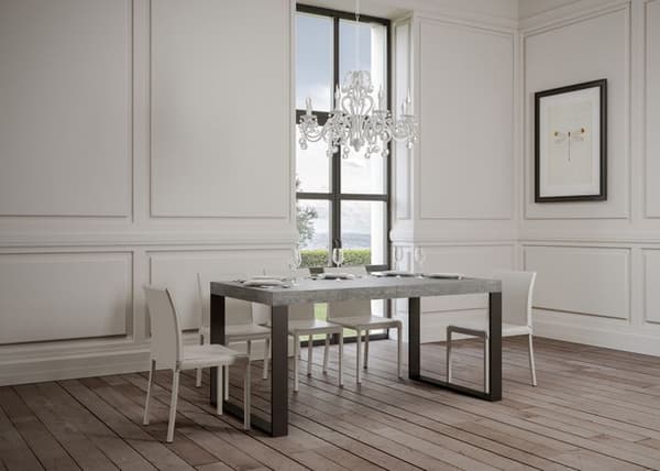 Utdragbart bord 90x160/420 cm Tecno Cement Antracit ram