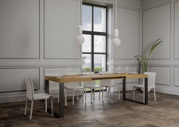 Utdragbart bord 90x130/390 cm Tecno Oak Nature Antracit ram