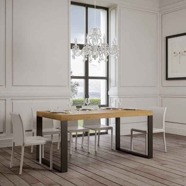 Utdragbart bord 90x130/390 cm Tecno Oak Nature Antracit ram
